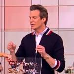 Adam Glassman’s navy striped trim cardigan on The View