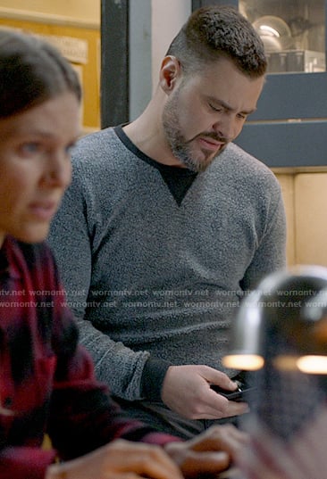 Adam's grey textured sweater on Chicago PD