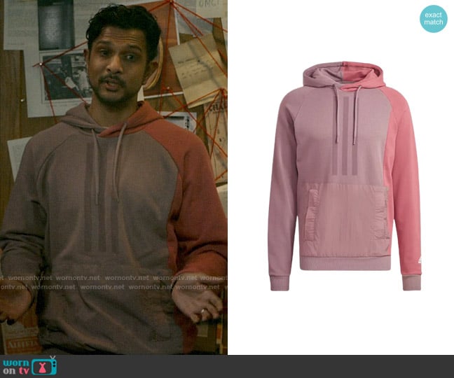 Adidas Colorblock French Terry Hoodie worn by Jay (Utkarsh Ambudkar) on Ghosts