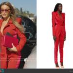 Chrishell’s red side stripe suit on Selling Sunset