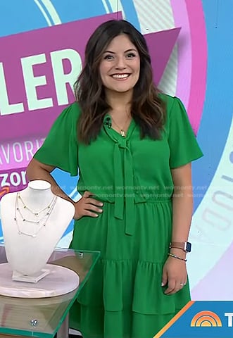 Adrianna’s green tie neck dress on Today