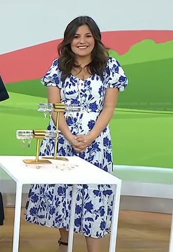 Adrianna's white and blue floral dress on Today