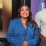 Adrienne’s blue linen blazer and shorts on E! News