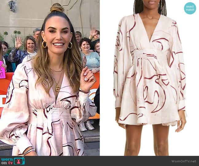 Aje Amelia Long Sleeve Linen Blend Minidress worn by Elizabeth Chambers on Today