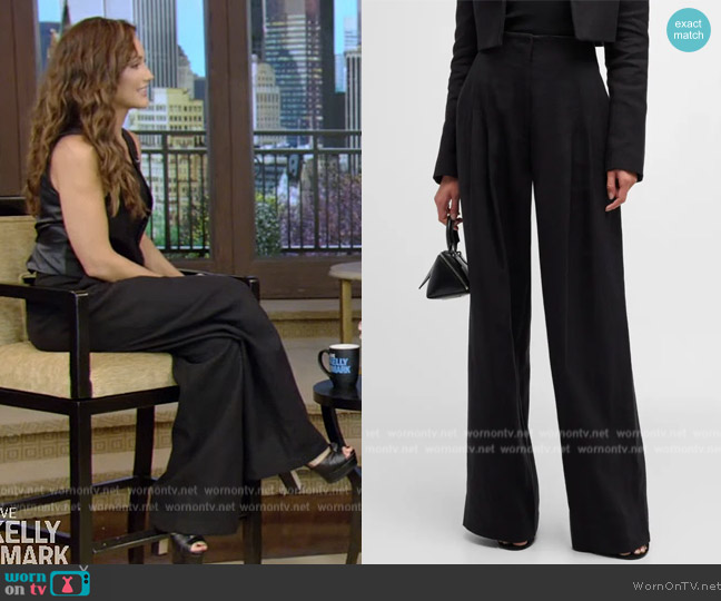 ALC Bennett Pleated Wide-Leg Pants worn by Minka Kelly on Live with Kelly and Mark