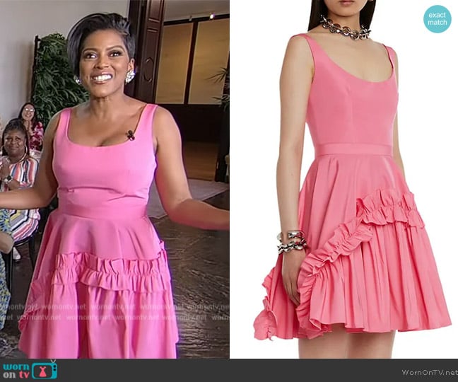 Alexander McQueen Mini Day Dress w/ Ruffle Detail worn by Tamron Hall on Tamron Hall Show