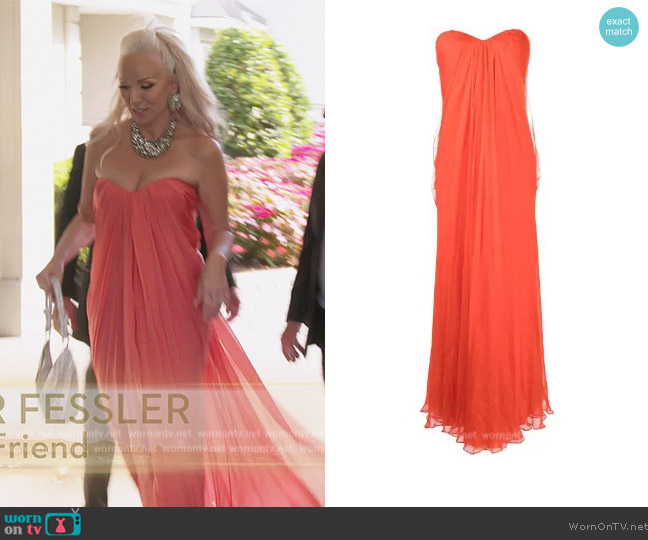 Alexander McQueen Draped Silk-Chiffon Dress worn by Margaret Josephs on The Real Housewives of New Jersey