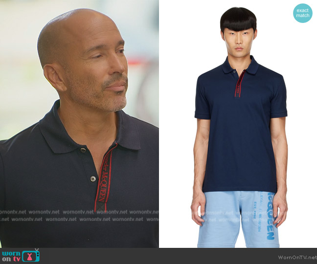 Alexander McQueen Navy Cotton Polo worn by Brett Oppenheim on Selling Sunset