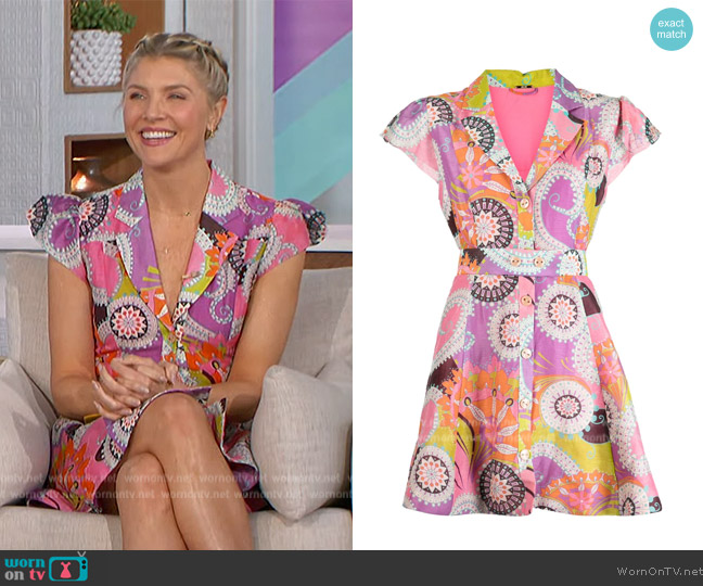 Alexis Graphic-print Flared Dress worn by Amanda Kloots on The Talk