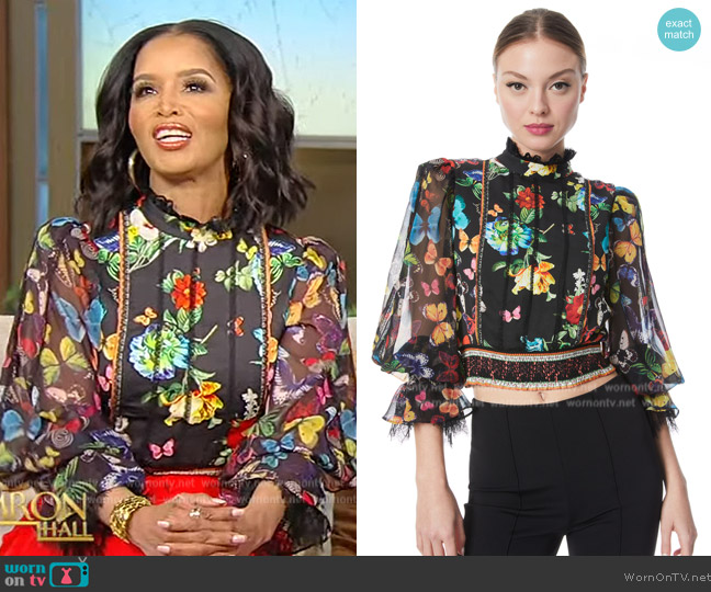 Alice + Olivia Camreigh Blouson Sleeve Blouse worn by Tammy Franklin on Tamron Hall Show