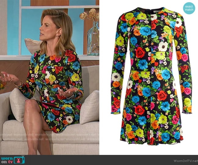 Alice + Olivia Delora Floral-print Mini Dress worn by Natalie Morales on The Talk