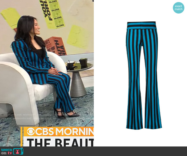 Alice + Olivia Striped Bootcut Pants worn by Fiona Co Chan on CBS Mornings