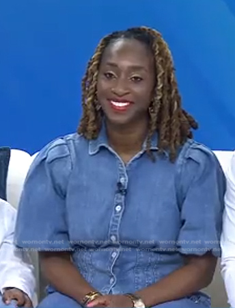 Alissa Holder's denim puff sleeve blouse on Today