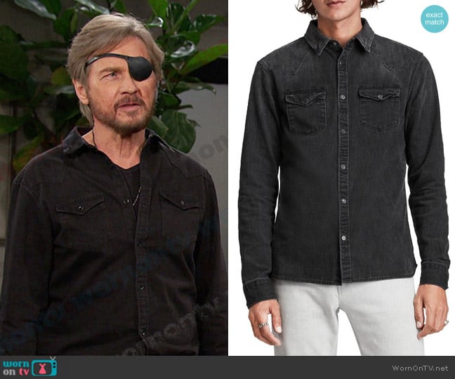 All Saints Flaxton Denim Button Down Western Shirt worn by Steve Johnson (Stephen Nichols) on Days of our Lives