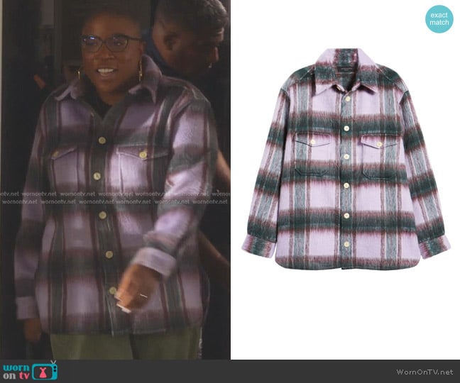 All Saints Zeiser Plaid Shirt Jacket worn by Henrietta Wilson (Aisha Hinds) on 9-1-1