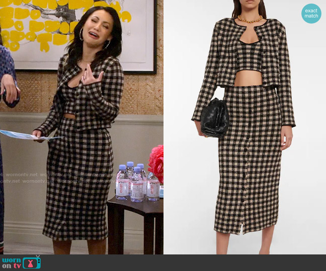 Altuzarra Checked Cardigan Top and Skirt Set worn by Valentina (Francia Raisa) on How I Met Your Father