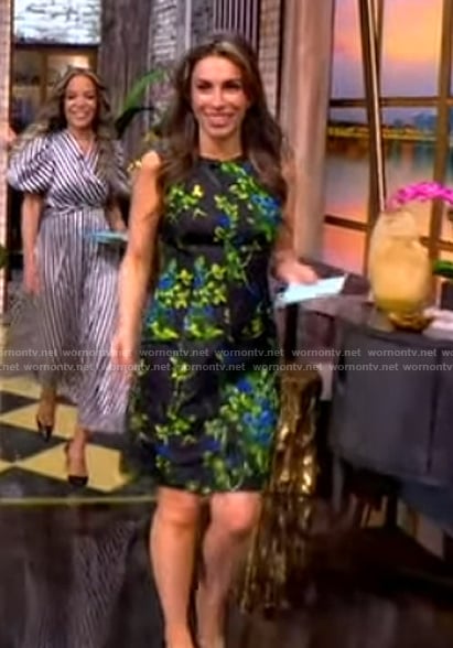Alyssa's black floral print mini dress on The View