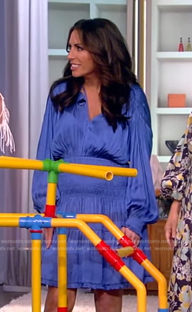 Alyssa’s blue smocked mini dress on The View