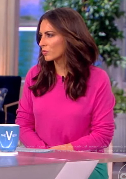 Alyssa's pink ribbed detail sweater on The View
