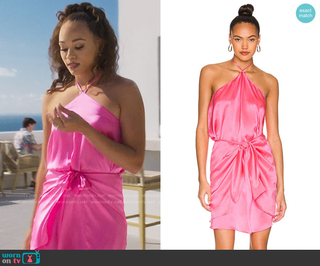 Brooklyn’s pink halterneck dress on Fantasy Island