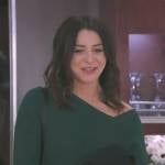 Amelia’s green ribbed asymmetric neck sweater on Greys Anatomy