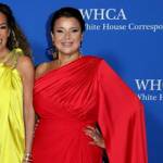 Ana’s red one shoulder drape dress on The View