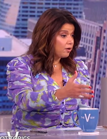 Ana's blue floral ruched top on The View