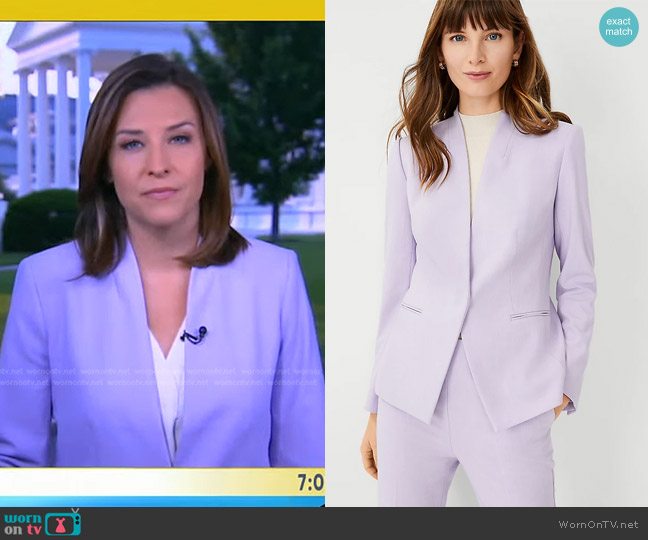 Ann Taylor The Cutaway Blazer in Bi-Stretch worn by Mary Bruce on Good Morning America