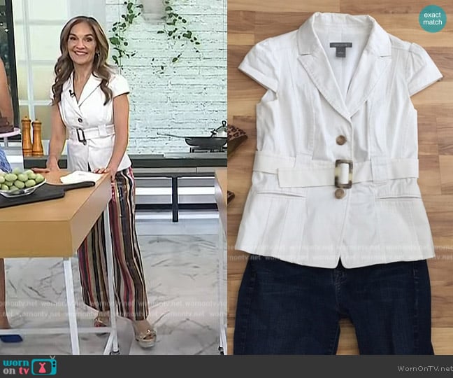 Ann Taylor Belted Cap Sleeve Jacket worn by Joy Bauer on Today