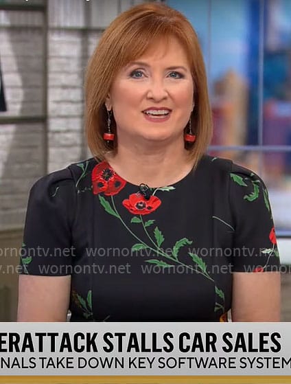 Anna Werner's black poppy print dress on CBS Mornings