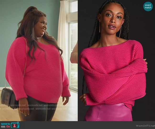 Anthropologie Ribbed Pullover Sweater worn by Nicky (Nicole Byer) on Grand Crew