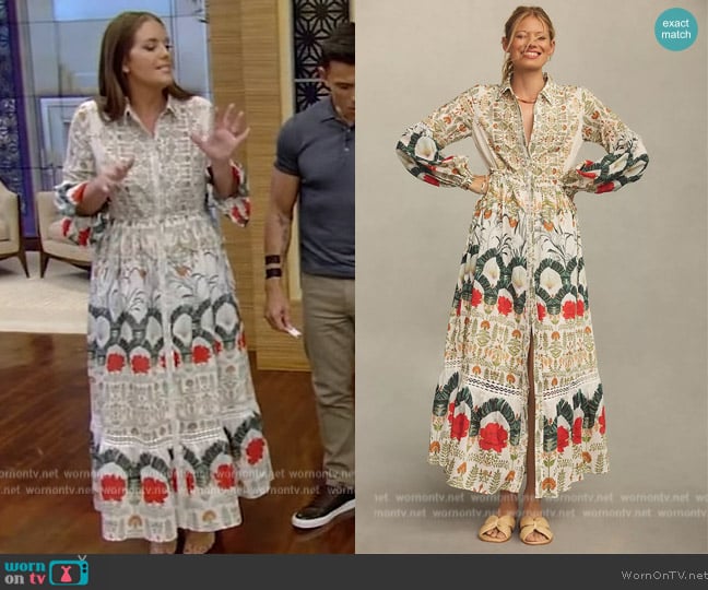 Anthropologie Printed Buttondown Shirt Dress worn by Monica Mangin on Live with Kelly and Mark