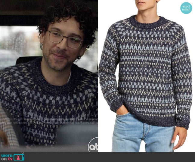 A.P.C. Leonhard Sweater in Marine worn by Edward (Rick Glassman) on Not Dead Yet