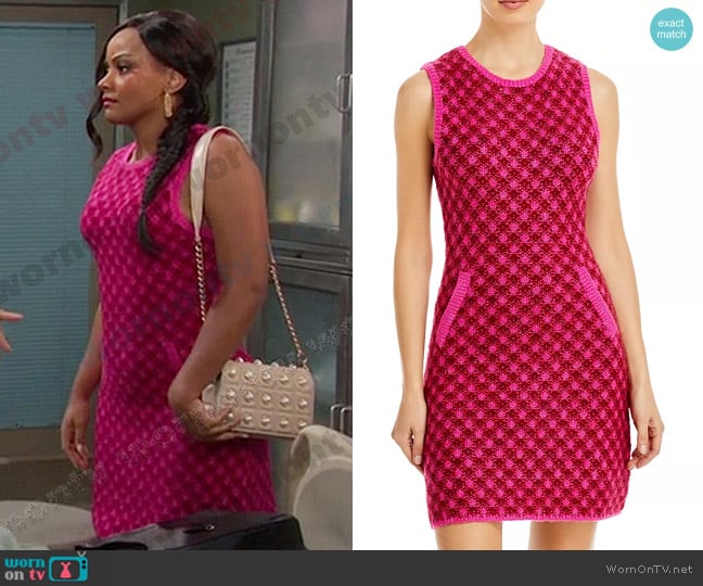 Aqua Checked Sweater Dress worn by Chanel Dupree (Raven Bowens) on Days of our Lives