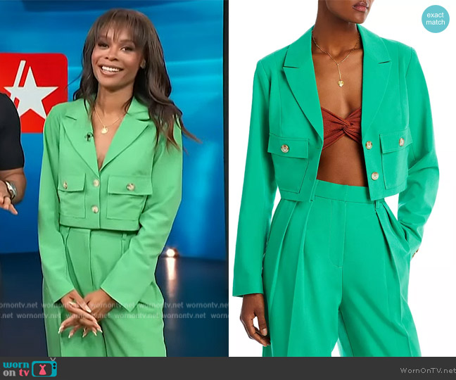 WornOnTV: Zuri’s green cropped blazer and pants on Access Hollywood ...