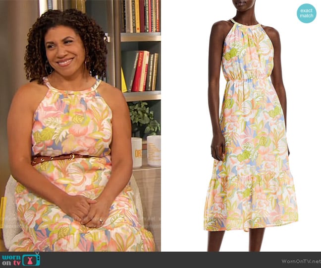 Aqua Blouson Long Maxi Dress worn by Damona Hoffman on The Drew Barrymore Show