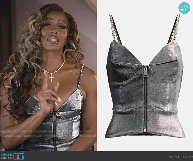 WornOnTV: Sheree's metallic corset confessional top on The Real