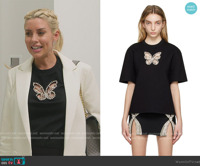 Area  Black Crystal Butterfly T-Shirt worn by Heather Rae Young on Selling Sunset