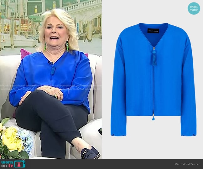 Giorgio Armani Washed-Silk Blouson worn by Candice Bergen on Today