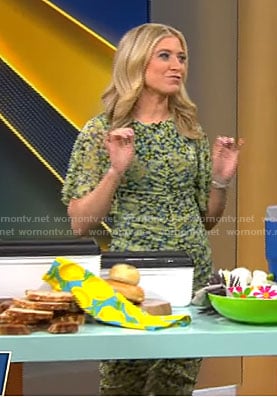 Ashley Bellman's floral ruched dress on CBS Mornings