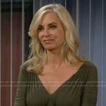 Ashley’s green ruched dress on The Young and the Restless