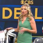 Ashley Bellman’s green sleeveless collared dress on CBS Mornings