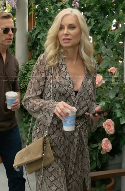 Ashley's snake print jumpsuit on The Young and the Restless