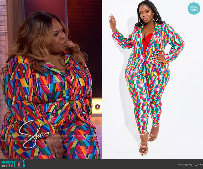 Ashley Stewart Abstract Print Blazer worn by Yamaneika on Sherri