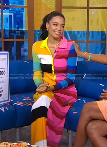 Aurora James's mixed stripe polo dress on Good Morning America