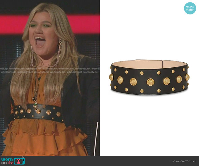 Balmain Embellished Leather Belt worn by Kelly Clarkson on The Voice