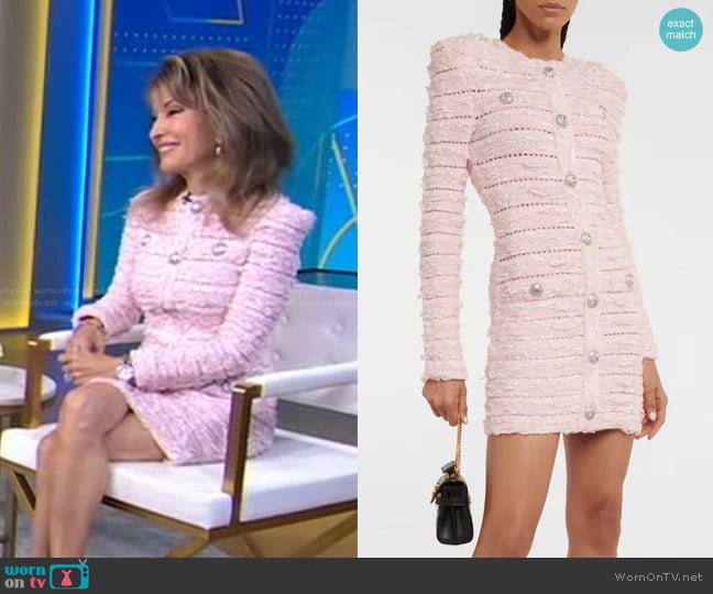 Balmain Bouclé-Knit Minidress worn by Susan Lucci on Good Morning America