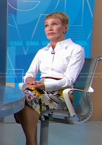 Barbara Corcoran's floral patchwork skirt on Good Morning America