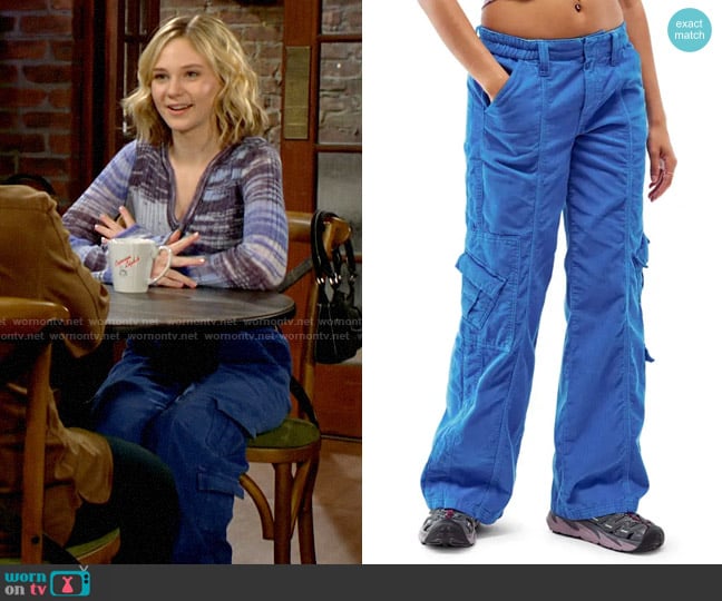 BDG Y2K Low Rise Corduroy Cargo Pants worn by Lucy Romalotti (Lily Brooks O’ Briant) on The Young and the Restless