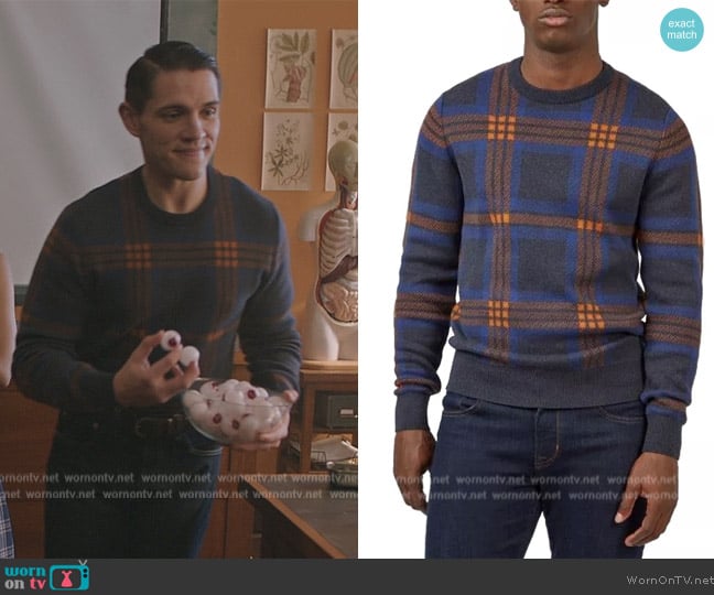  Jacquard Check Pullover Crewneck Embroidered Sweater jby Ben Sherman worn by Casey Cott (Casey Cott) on Riverdale